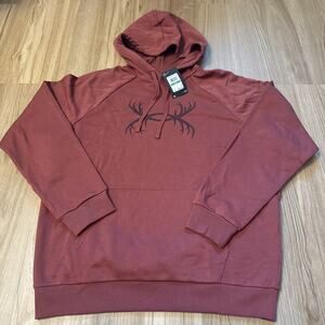 Under Armour Men's Rival Fleece Pullover Antlers Hoodie Cinna Red Size L